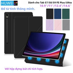 Samsung Galaxy Tab S9 S10 FE S7 S8 Plus Ultra Giá Đỡ Máy Tính Bảng Vỏ Thông Minh Vỏ Bảo Vệ Từ Tính Vỏ Da Giả