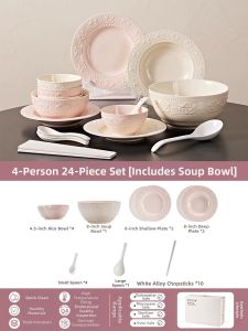 French Relief Underglaze Strawberry Dinnerware Set