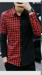 Áo sơ mi áo sơ mi nam dài tay kẻ caro phối đặc sắc trẻ trung - mã H38