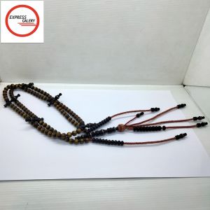 tasbih tijani kayu akar bahar serat emas kombinasi black D37