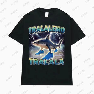 Tralalero Tralala Funny Shark Meme Summer Cotton Mens T-shirt Fashion Gothic Vintage Tees Casual Humor Oversized Kids/Adult Top