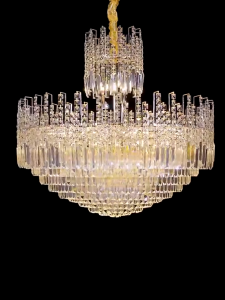 【Free gift】Luxurious golden living room lamp decorative bedroom chandelier luxurious home decorations round crystal lamp cozy living room and bedroom villa lamp