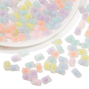 50Pcs 7x12mm Frosted Colorful Acrylic Multi-faceted Cylindrical Beads For Jewelry Making DIY Bracelet Necklace Accessories