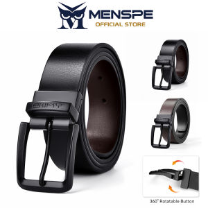 MENSPE Men Belt Outdoor Simple Belt Pin Buckle Belt Rotating Buckle Second-layer Cowhide Waistband Double-Sided Two-Color Belt Youth Sports Pant Belt Simple Nice Waistband