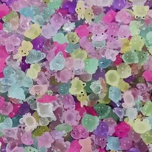 50 PCS Luminous Mini Resin Animals 50 Styles Miniatures Glow in The Dark Tiny Little Figures to Hide Small Duck Figures