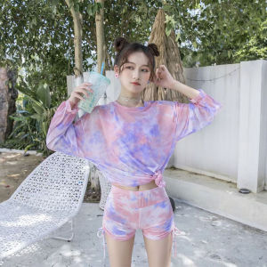 ชุดว่ายน้ำบิกินี/bikini ยืดหยุ่นเป็นพิเศษ เซ็ท 3 ชิ้น เสื้อคลุมตัวนอก+สปร์ตบรา+กางเกงขาสั้น 8277