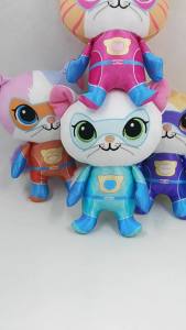 Super Kitty Team Crystal Super Soft Plush Toy Doll Blue Kitten Green Kitten Yellow Kitten Doll Childrens Toy Holiday Gift