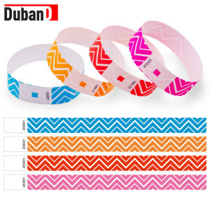 Disposable Waterproof Fluorescent Color Pet Theme Park Entrance Bracelet DuPont Paper Stripe Wristband for Festive Gifts