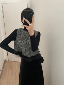 Áo Vest Nữ Không Tay Cổ Tròn Màu Trơn Thường Ngày Mùa Thu Đông Áo Khoác Ngoài Áo Vest Lót Lông Cừu Xếp Lớp