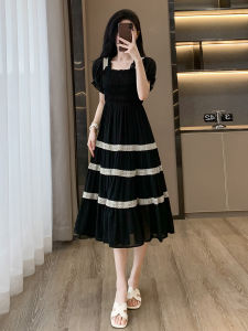 SUYE | Elegant Luxurious High Waist Square Collar Slim Dress