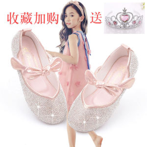 Princess Style Girls Shoes Spring Autumn New Fashion Soft Bottom Butterfly Knot Bean Bean Shoes Korean Version Children Leather Shoes