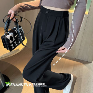 High Waist Straight Leg Suit Pants Womens Summer plus Size Black Slimming Casual Wide Leg Trousers Drapey Loose Comfortable