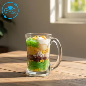 Bộ 6 Ly Thuỷ Tinh Có Quai Dáng Eo 270ml – Cốc Uống Nước Sữa Trà Cafe Đẹp Trang Trí