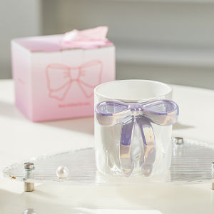 Bows Ceramic Mug Classy Household Water Cup Creative Coffee Cup Exquisite Female Birthday Present Gift