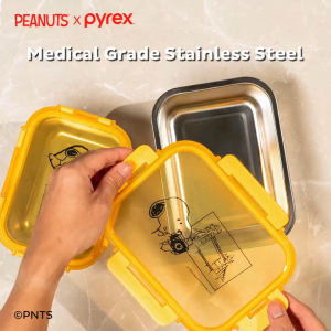 PYREX 2pc Stainless Steel Storage Set with Lid - Snoopy Bold