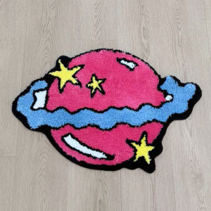 Hot Selling Pink Planet Tufted Rug Living Area Bedroom Flooring Mat Fluffy Washable Anti Slip Room Home Decor Nursery Carpet Pad