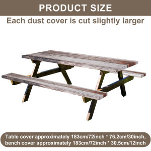 3 Pcs Picnic Table Cover with Bench Covers Elastic Waterproof Polyester Camping Table Cover For Party Picnic Dinner Decoration