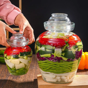 Kitchen glass pickle jar 1.5kg/5kg/10kg Large Airtight fermentation jar Thickened kimchi container