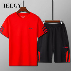 IELGY Sports suit Mens Fitness Summer Short-sleeved T-shirt Loose Quick-drying Clothes Basketball Training Running Shorts