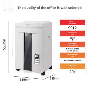 Deli 9912 Shredder Office For Home Low-Noise Shredder 5-Level Confidential High-Power File Grinder