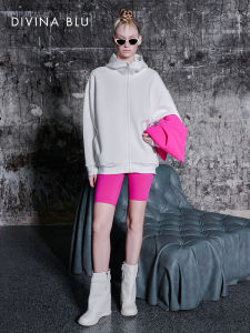 DIVINA BLU | Minimal Loose Casual Sporty Fitness Hoodie Coat
