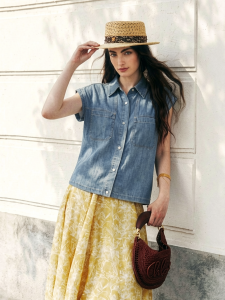 Basic House | Womens Blue Denim Loose Summer Versatile Vest