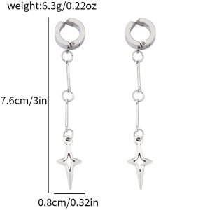 Gothic Jewelry Cross Star Drop Earrings for Women Punk Charms Stitching Rivet Dangle Earrings Korean Fashion Accessories gifts
