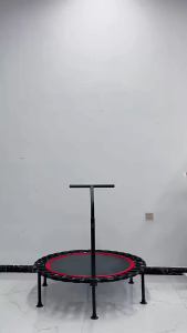 Silent Foldable Trampoline 48 Inch Adults Kid With Armrest Adjustable Handle Home Gym Jumping Bed Fitness