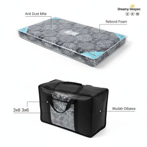 Premium Rebond 3-Fold Mattress (3x6 ft) – Portable & Durable Foam Bed