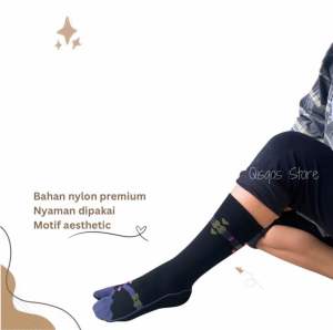 Kaos Kaki Jempol Hitam Muslimah Bermotif Bahan Nylon Menyerap Keringat