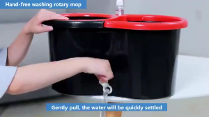 Mop with spinner 360° Rorating Squeeze Flat Mop with bucket Map Mop for floor with 2 mop heads#TB09
