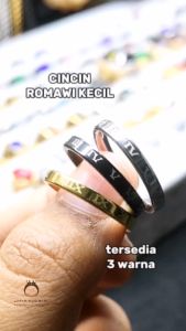 Cincin Pria Wanita Romawi Titanium Emas Silver Hitam Korea Anti Karat