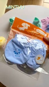 Bao tay bao chân bé sơ sinh bo chun họa tiết chất vải Cotton 100% mềm mại cho bé  0-3 tháng Mintuu