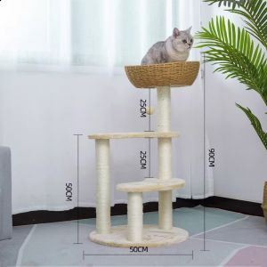 Rattan Integrated Cat Climber Tree House Large Standing