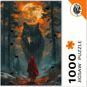 500pcs or 1000pcs Wolf Little Girl & Forest Moon Puzzle Suitable for Adults - Challenging Brain Portable Boxed Jigsaw Game