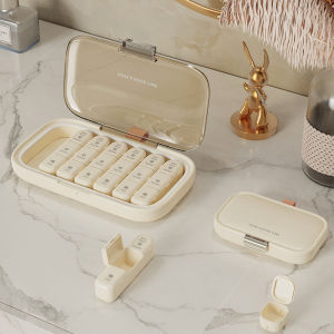 JustLiving Pill Organizer Weekly Moisture-Proof Pill Dispensers 3 Times A Day 7 Day Pill Box Large Compartments Travel Pill Container Medicine Case for Vitamins Pills