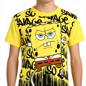 Hot Toys | Hot SpongeBob SquarePants Pattern Loose Fit New Men Women Tee Adults Children Boy Gril Top Kids Parent Child Quick dry Tshirt