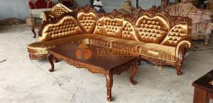 SOFA SUDUT LOVE KAYU JATI FINISHING MEJA TAMU UKIR DEKORASI RUANG INTERIOR MURAH KOPI TATANING FURNITURES JEPARA