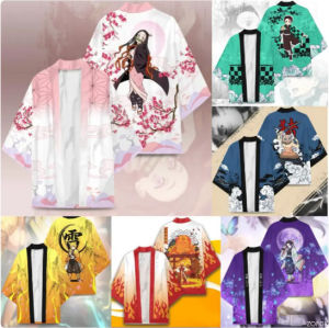 Bandai | Demon Slayer Anime Peripheral Feather Weaving Kimono Coat Charcoal Jiro You Bean Same Style Seven Sleeve Cloak 3D Printing