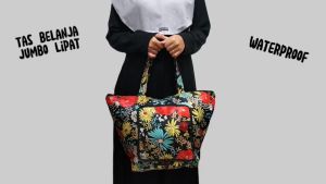 Shoping bag cewek tas belanja lipat motif jumbo tas wanita travelling besar waterproof laundry bag