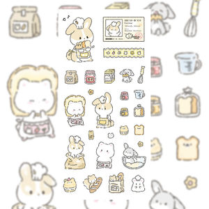 Korean Cute Cartoon Rabbit Bear Stickers Kawaii Animals Hand Account Photo Album Planner Diary Scrapbook DIY Decorative Stickers