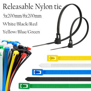 25-100pcs 8/5x200 Plastic Reusable Cable Zip Tie Nylon May Wrap Straps Ties Slipknot Loose Slipknot Recycle Organizer Detachable