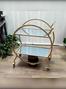 MELLY Gold Trolley Cart European Nordic Modern Gold Serving Trolley Cart
