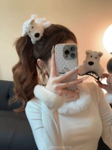 Cute West Highland Terrier Dog Hair Clip for Women Sweet Style Fabric Hair Accessories Side Clip Hair Card Photo Prop