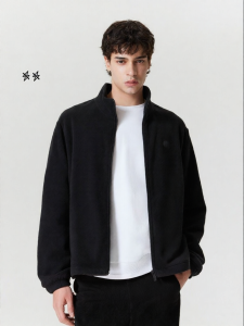 Jack Jones | Embroidered Solid Anti-Static Comfortable Fleece Jacket