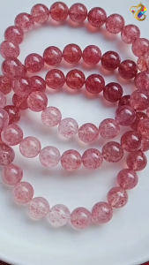 Collection Grade Ombre Gradient White Strawberry Quartz Bracelet