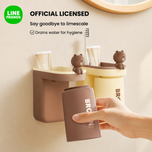 LINE FRIENDS BROWN PP Toothbrush Holder Bathroom Cup Holder Space Saving Wash Rack Regalo LFB251