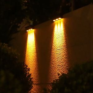 ไฟติดคานกำแพงโซล่าเซลล์ แสงเหลืองไฟตกแต่งในสวน สว่างค้าง กันน้ำกันฝน เปิดปิดอัตโนมัติ 0ค่าไฟ ติดบันได ชายคา ผนังกำแพง ไฟรั้ว