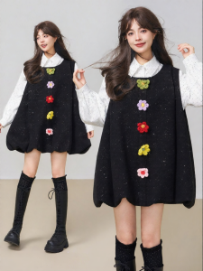 KEIKO | Đầm Dây Trang Trí Hoa Bện Có Chi Tiết Bạc Rộng