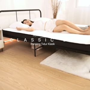 Homedoki Classicbed Series / Tempat Tidur Besi Bisu Ekonomi /  Tempat Tidur Estetik Yang Tebal Dan Tebal / Rangka Besi Yang Diperkuat